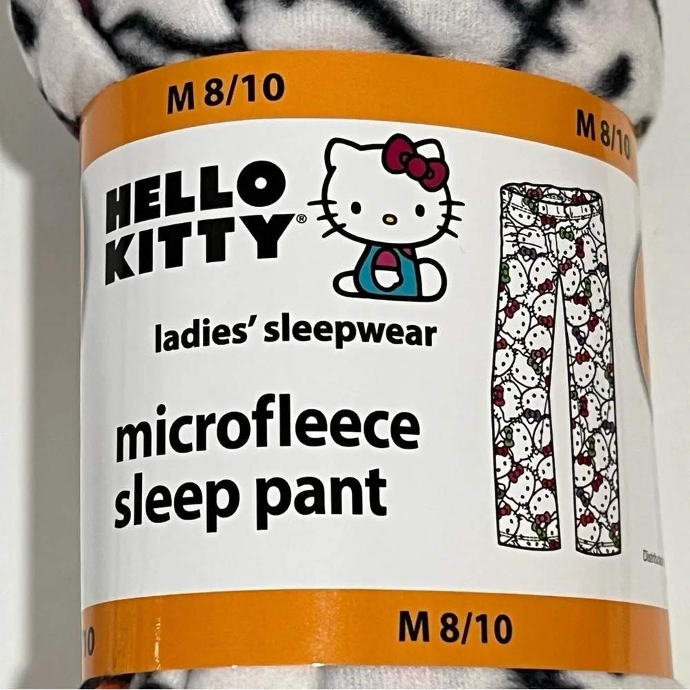 Hello Kitty Microfleece Sleep Pants Womens Medium 8/10 White Sanrio Pajamas NEW - Picture 1 of 5